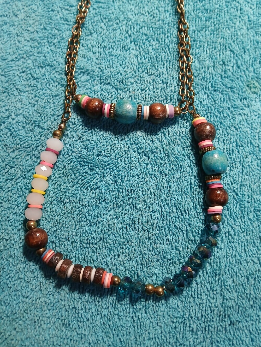 Beaded Multicolor & Turquoise Double Strand Necklace - Women Jewelry